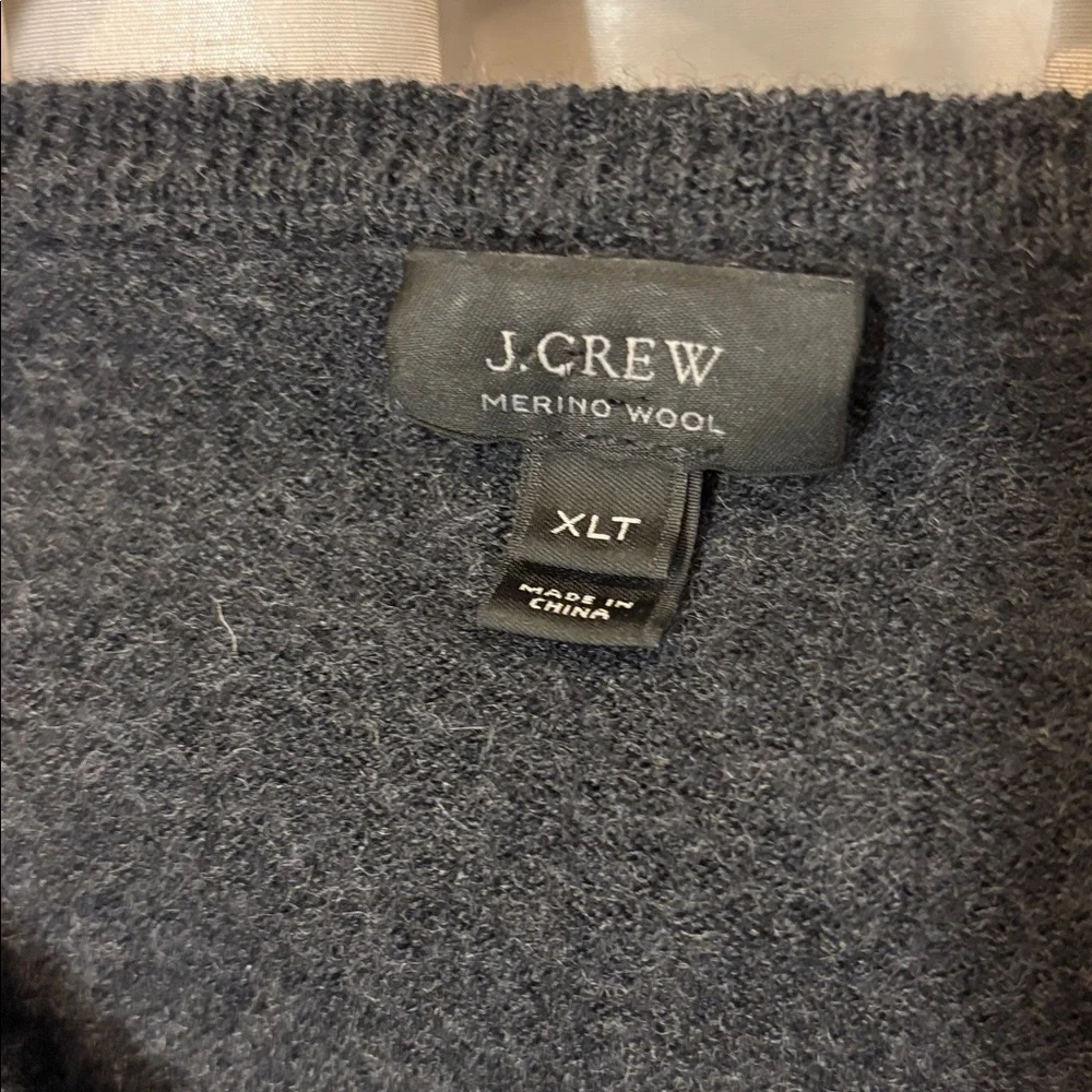 J. Crew Merino Wool Charcoal V-Neck Sweater, Womens XL